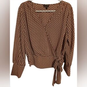 NWT WOMEN'S OLM LONG SLEEVE TIE WRAP BLOUSE SIZE XL